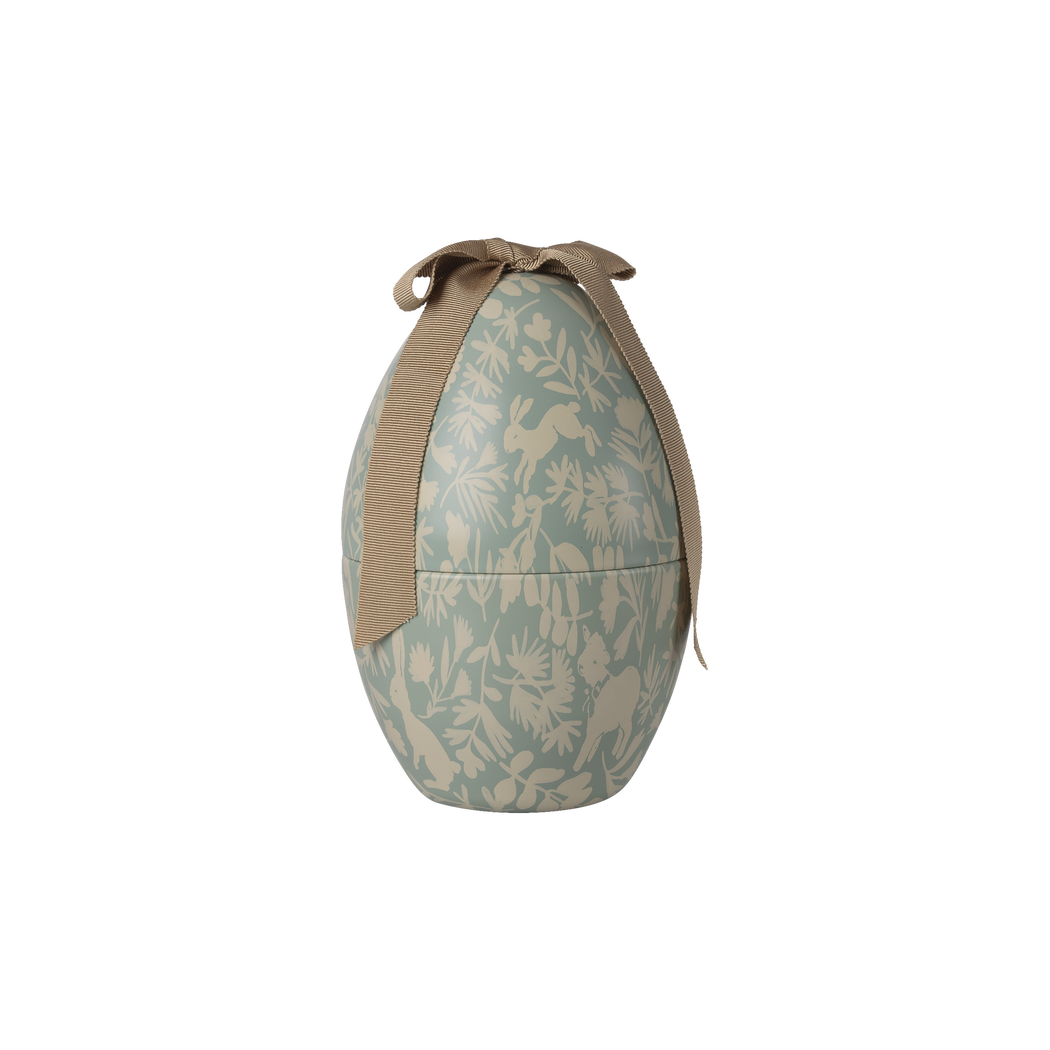 Duża Metalowa Pisanka z Kokardą - 18 cm - Błękit - Wielkanocne Jajko Szkatułka na Prezent - Maileg