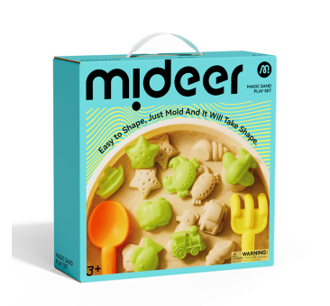 Magiczny Piasek - 1 kg Masy - 10 Zabawek - Pojemnik z Pokrywką - Mideer