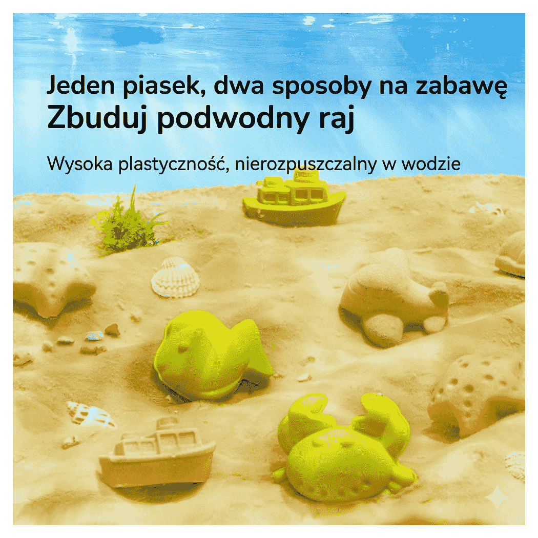 Magiczny Piasek - 1 kg Masy - 10 Zabawek - Pojemnik z Pokrywką - Mideer
