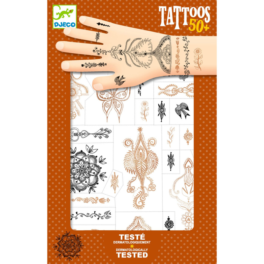 Orientalne Wzory - Tatuaże z Brokatem - Boho Etno Mehendi Mandale - Djeco