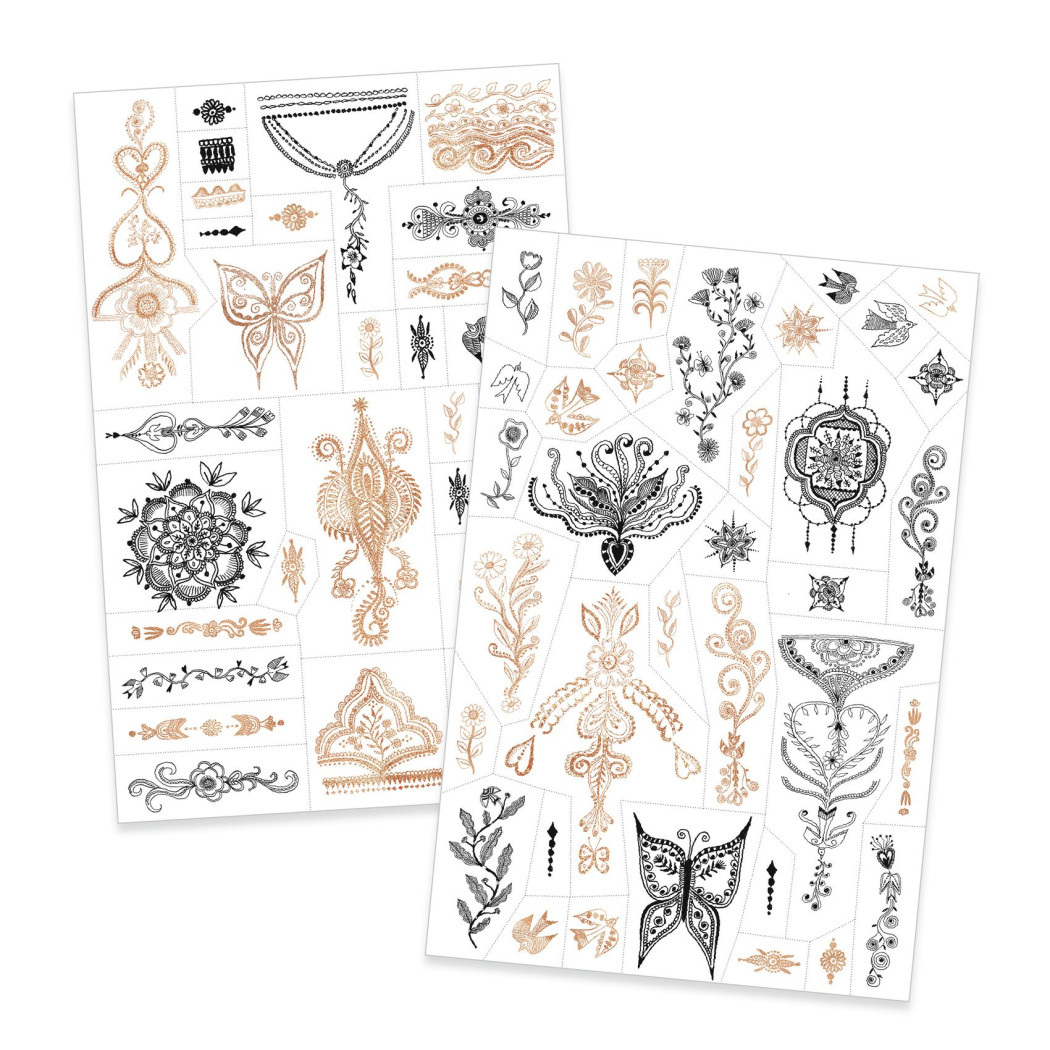 Orientalne Wzory - Tatuaże z Brokatem - Boho Etno Mehendi Mandale - Djeco