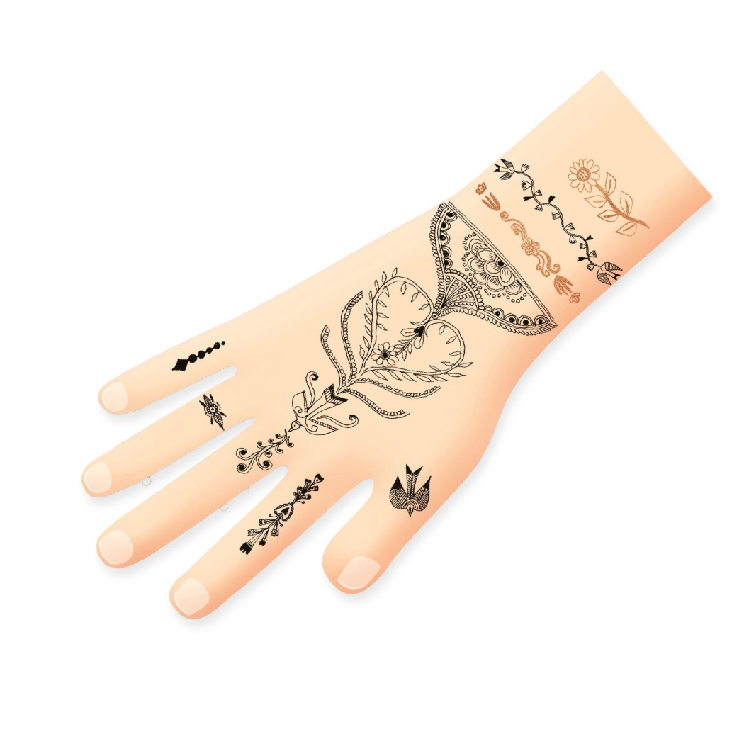 Orientalne Wzory - Tatuaże z Brokatem - Boho Etno Mehendi Mandale - Djeco
