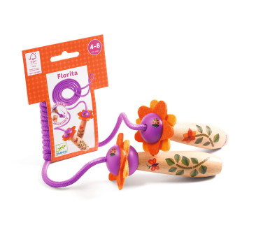 Florita - Skakanka Regulowana - Tradycyjna dla Dzieci z Drewnianymi Rączkami - Djeco