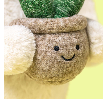 Króliczek z Aloesem - Kremowy Pluszowy Królik 31 cm z Roślinką Doniczkową - Maskotka Przytulanka - JellyCat