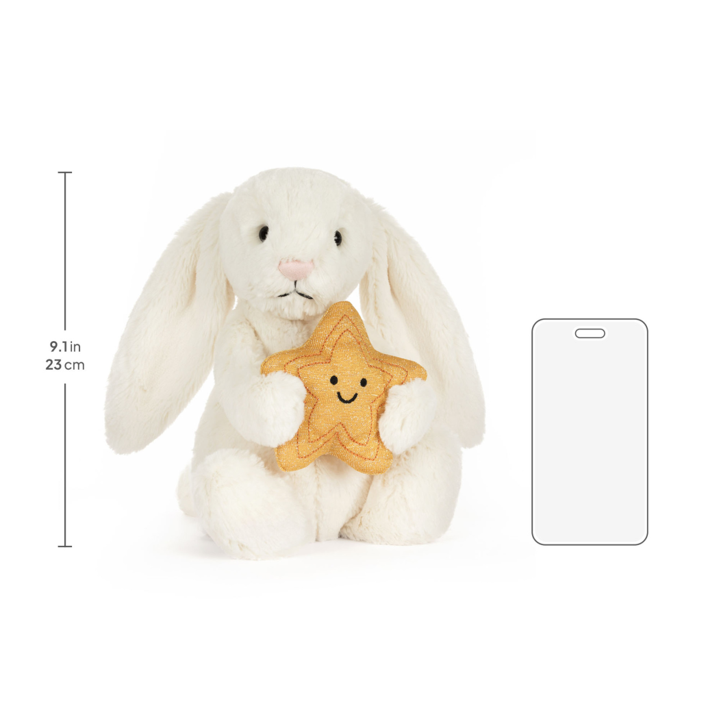 Króliczek z Gwiazdką - Kremowy Pluszowy Królik 31 cm ze Złotą Gwiazdą - Maskotka Przytulanka - JellyCat