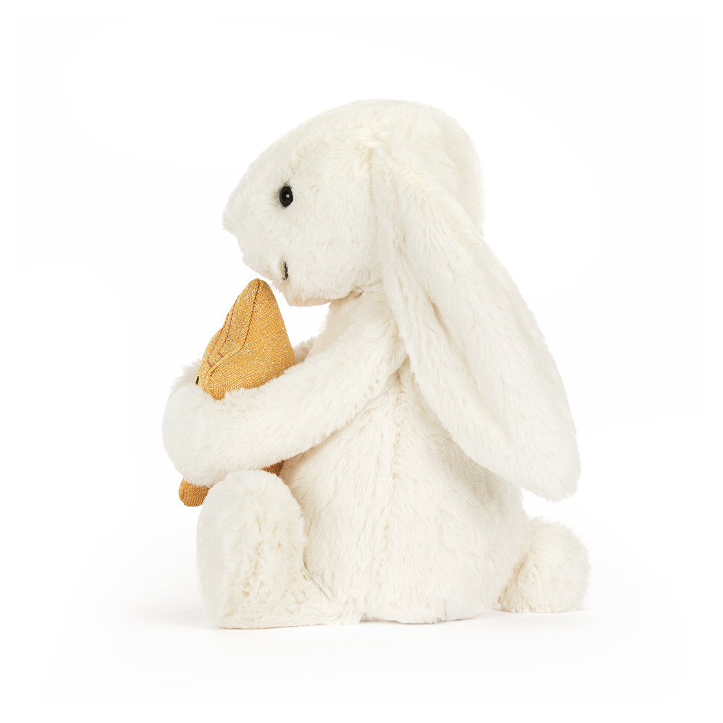 Króliczek z Gwiazdką - Kremowy Pluszowy Królik 31 cm ze Złotą Gwiazdą - Maskotka Przytulanka - JellyCat
