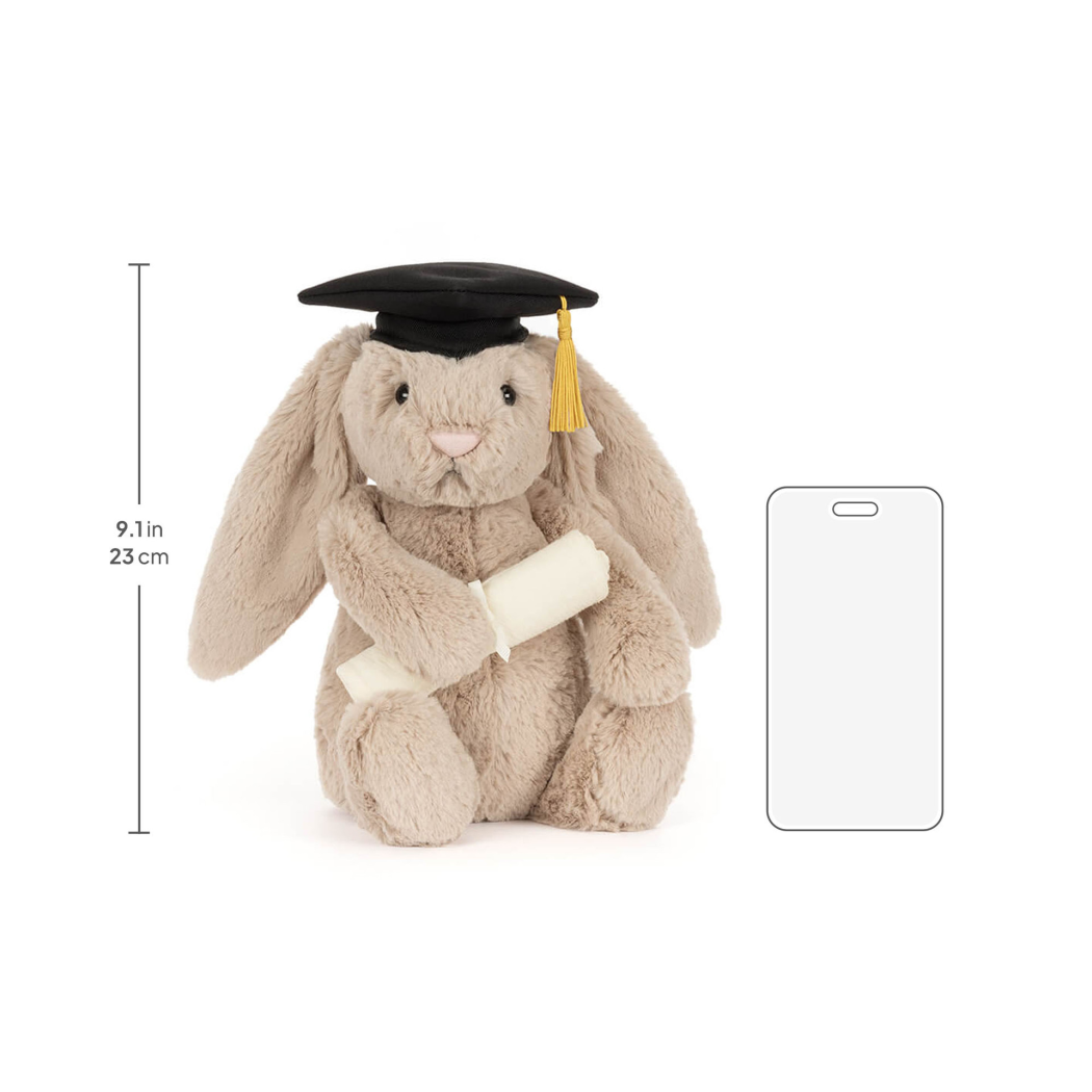 Króliczek Absolwent - Beżowy Pluszowy Królik 31 cm w Birecie - Maskotka Przytulanka - JellyCat