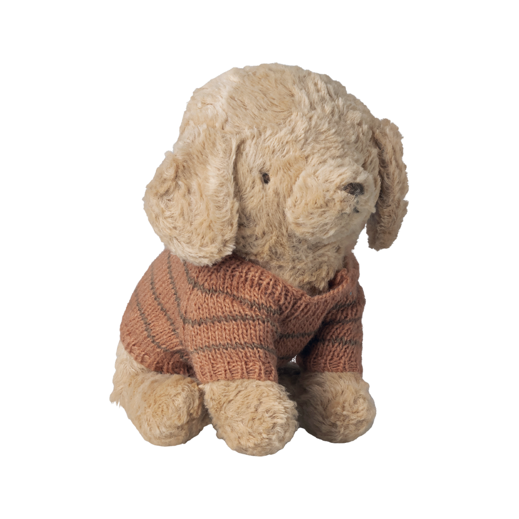 Koralowy Sweterek Dziergany dla Szczeniaczka - Ubranko dla Pluszowego Pieska - Maileg