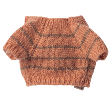 Koralowy Sweterek Dziergany dla Szczeniaczka - Ubranko dla Pluszowego Pieska - Maileg