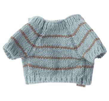 Błękitny Sweterek Dziergany dla Szczeniaczka - Ubranko dla Pluszowego Pieska - Maileg