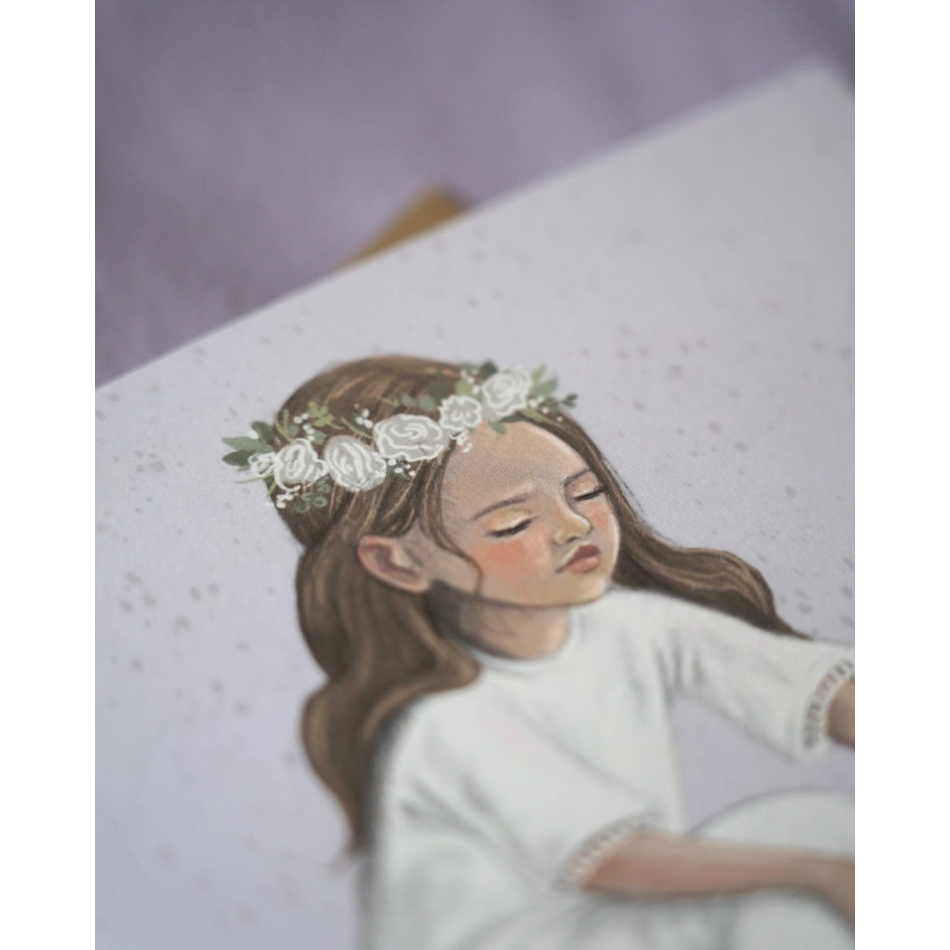 Kartka na I Komunię Świętą dla Dziewczynki - Kartka Okolicznościowa Komunijna na Życzenia - Hi Little