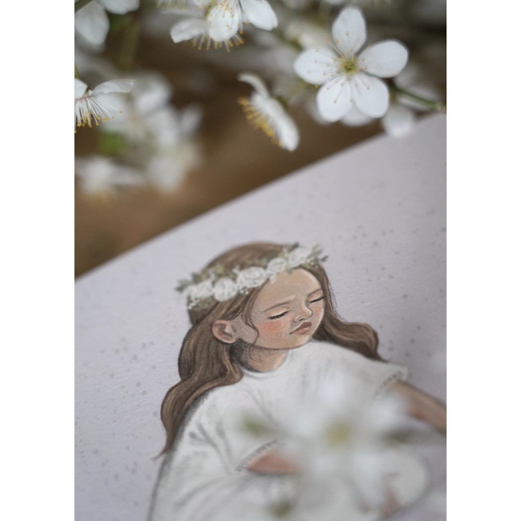 Kartka na I Komunię Świętą dla Dziewczynki - Kartka Okolicznościowa Komunijna na Życzenia - Hi Little