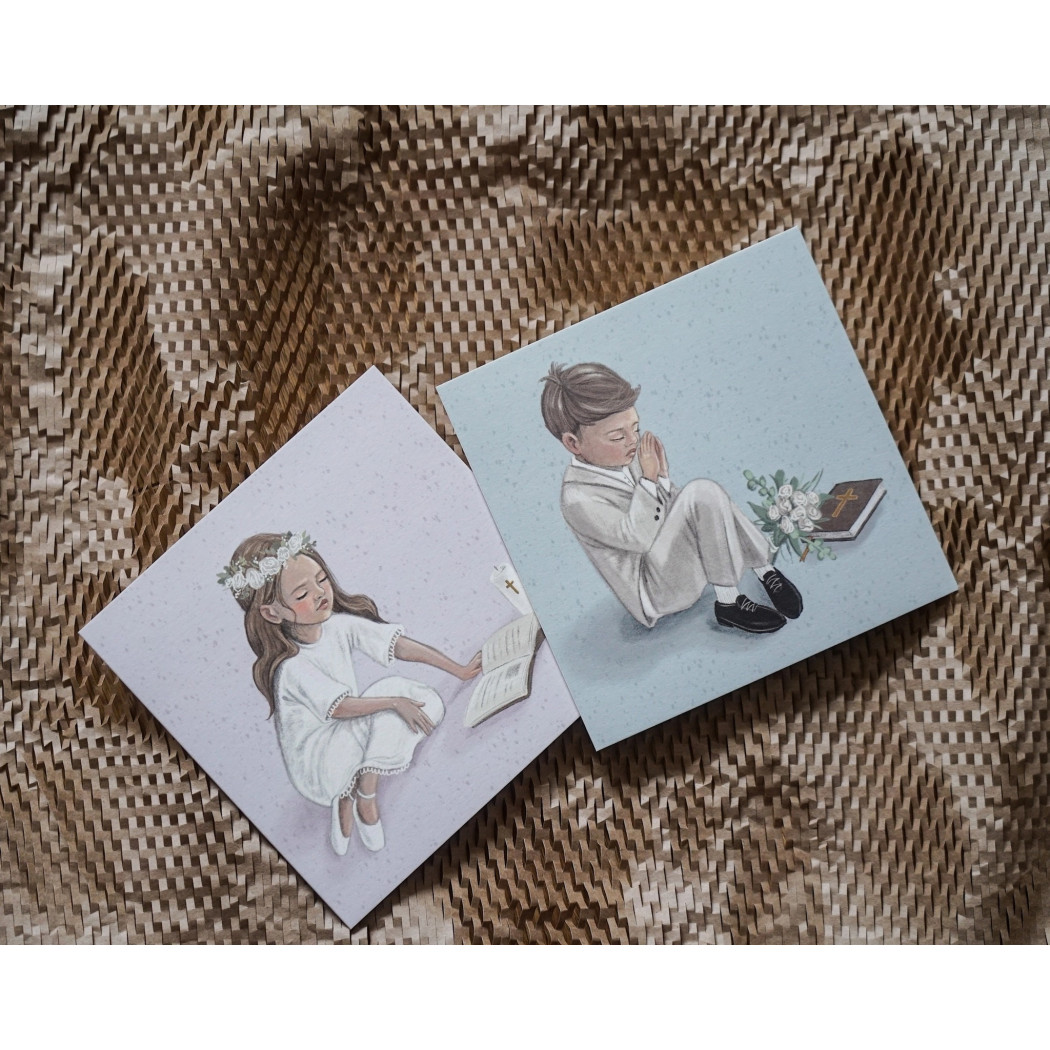 Kartka na I Komunię Świętą dla Chłopca - Kartka Okolicznościowa Komunijna na Życzenia - Hi Little