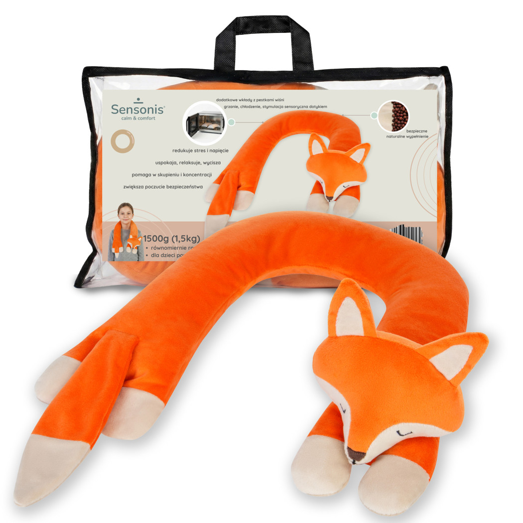 Lisek 1,5 kg - Pluszak Obciążeniowy 1500g / 90 cm - Regulowana Waga - Sensoryczny Stabilizator dla Dziecka - Sensonis