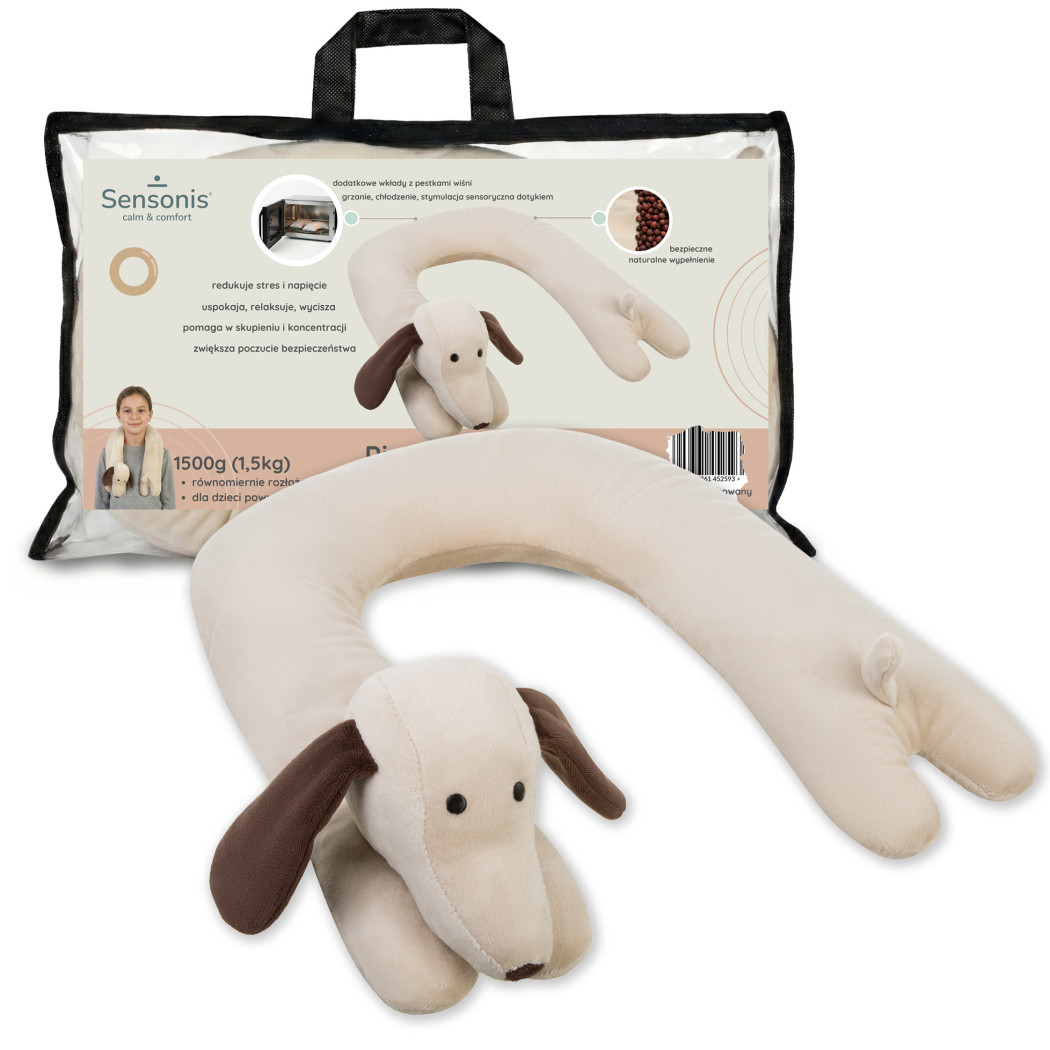 Piesek Jamnik 1,5 kg - Pluszak Obciążeniowy 1500g / 90 cm - Regulowana Waga - Sensoryczny Stabilizator dla Dziecka - Sensonis