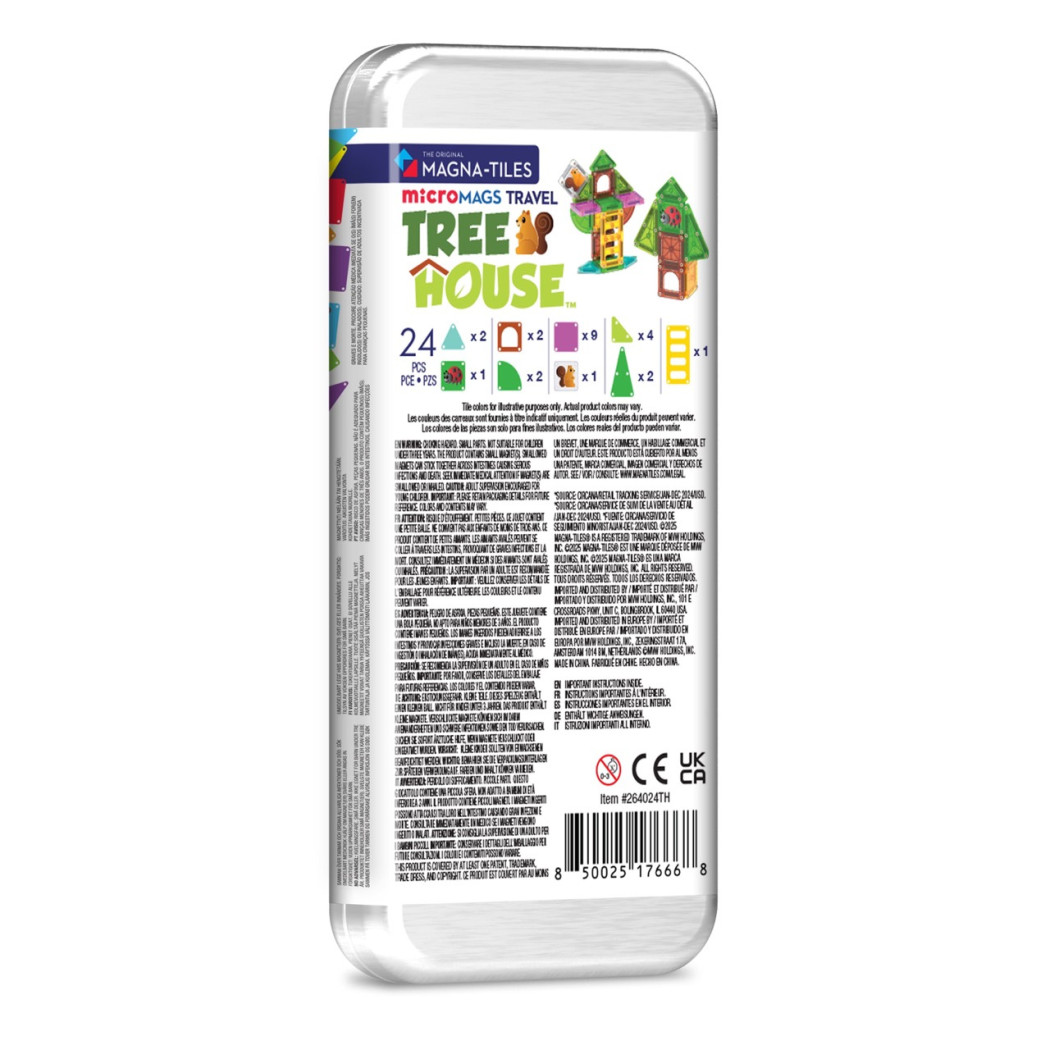 Treehouse - Podróżne Klocki Magnetyczne 26 el. w Metalowym Pudełku - Travel Set - Magna-Tiles