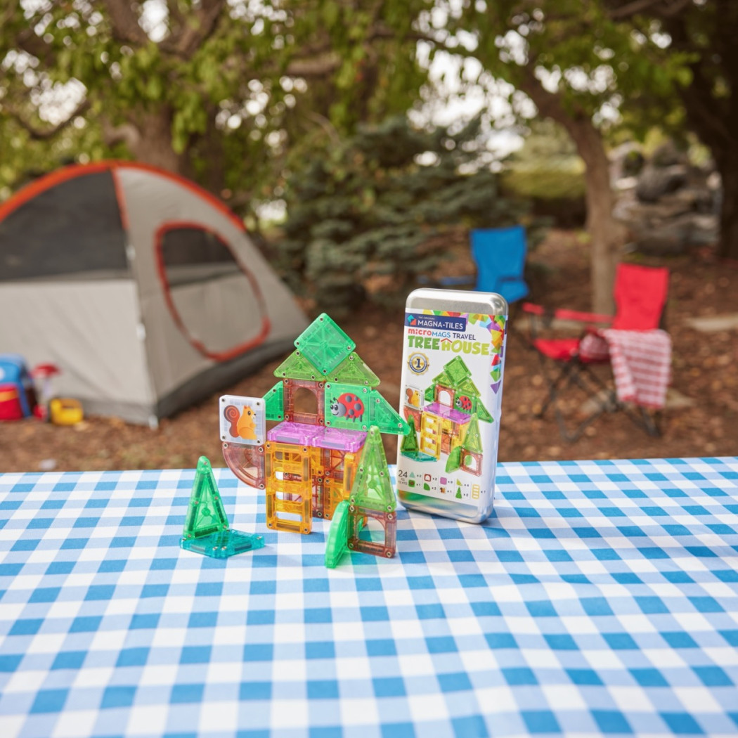 Treehouse - Podróżne Klocki Magnetyczne 26 el. w Metalowym Pudełku - Travel Set - Magna-Tiles