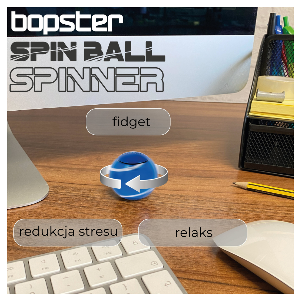 Czarny Spinner Kulka - Świecący w Ciemności - Ball Fidget Toy - bopster