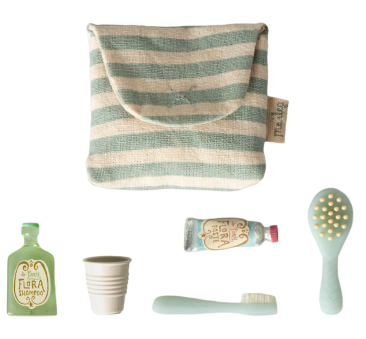 Niebieska Kosmetyczka dla Myszek - Zestaw Toaletowy Łazienkowy - Szczotka Szczoteczka Pasta do Zębów - Maileg