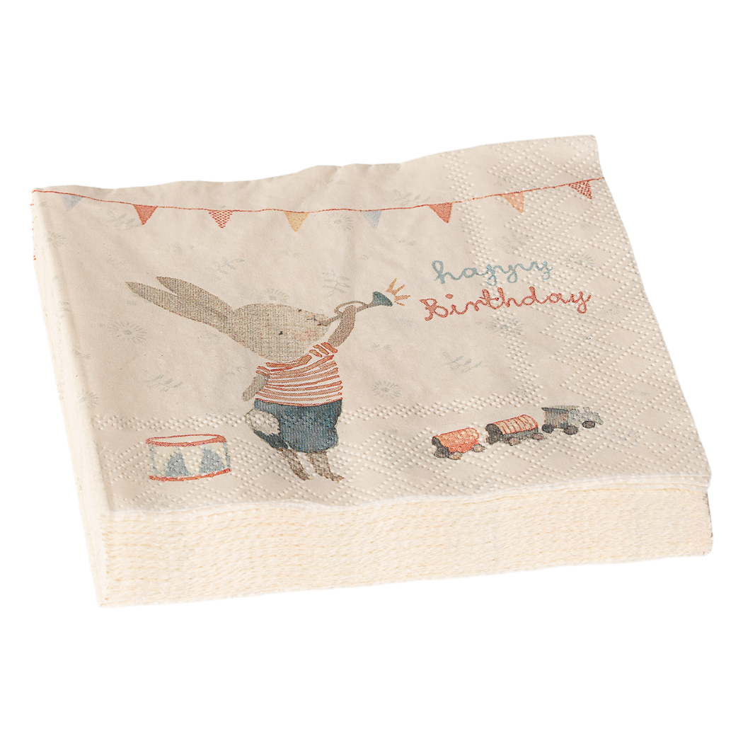 Ozdobne Serwetki Urodzinowe - Happy Day 12,5x12,5cm 12 szt - na Urodziny - Maileg