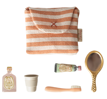 Koralowa Kosmetyczka dla Myszek - Zestaw Toaletowy Łazienkowy - Szczotka Szczoteczka Pasta do Zębów - Maileg