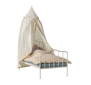 Biały w Kropki Baldachim do Łóżka dla Myszek - House of Miniature - Maileg