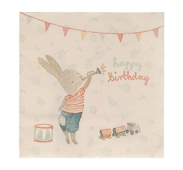 Ozdobne Serwetki Urodzinowe - Happy Day 12,5x12,5cm 12 szt - na Urodziny - Maileg
