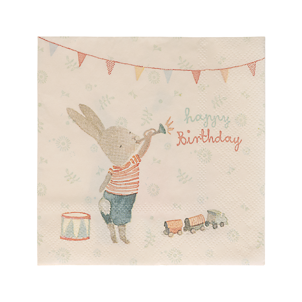 Ozdobne Serwetki Urodzinowe - Happy Day 12,5x12,5cm 12 szt - na Urodziny - Maileg