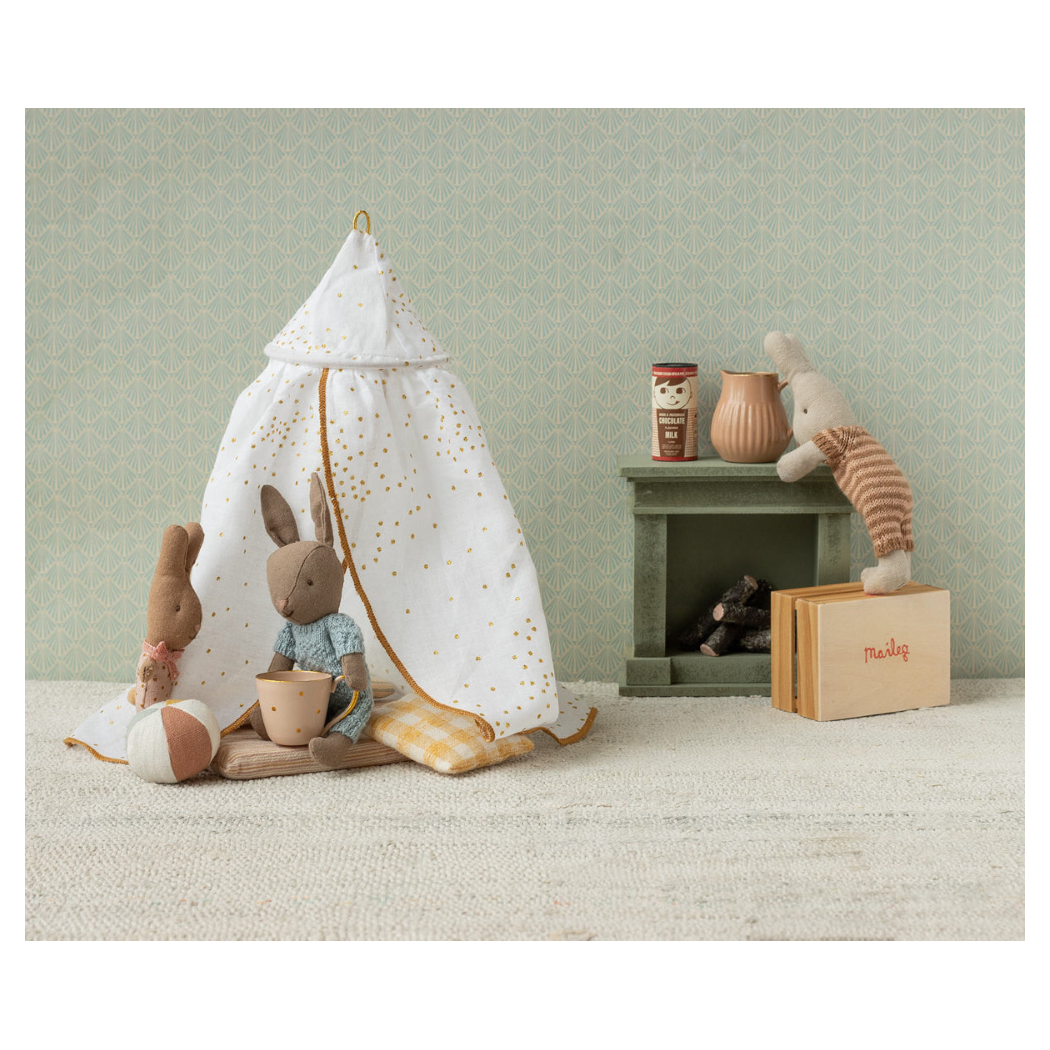 Miętowy Baldachim do Łóżka dla Myszek - House of Miniature - Maileg