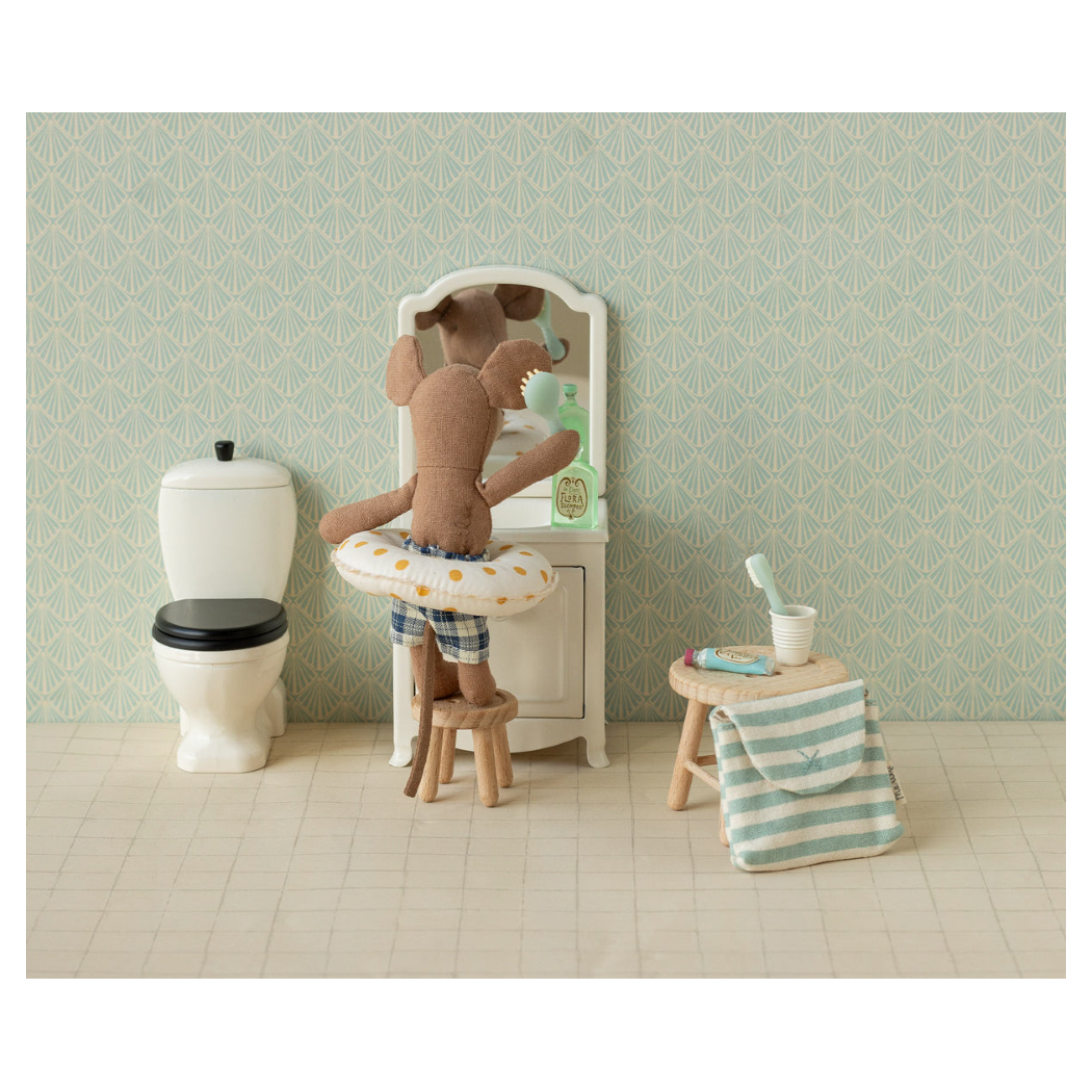 Niebieska Kosmetyczka dla Myszek - Zestaw Toaletowy Łazienkowy - Szczotka Szczoteczka Pasta do Zębów - Maileg