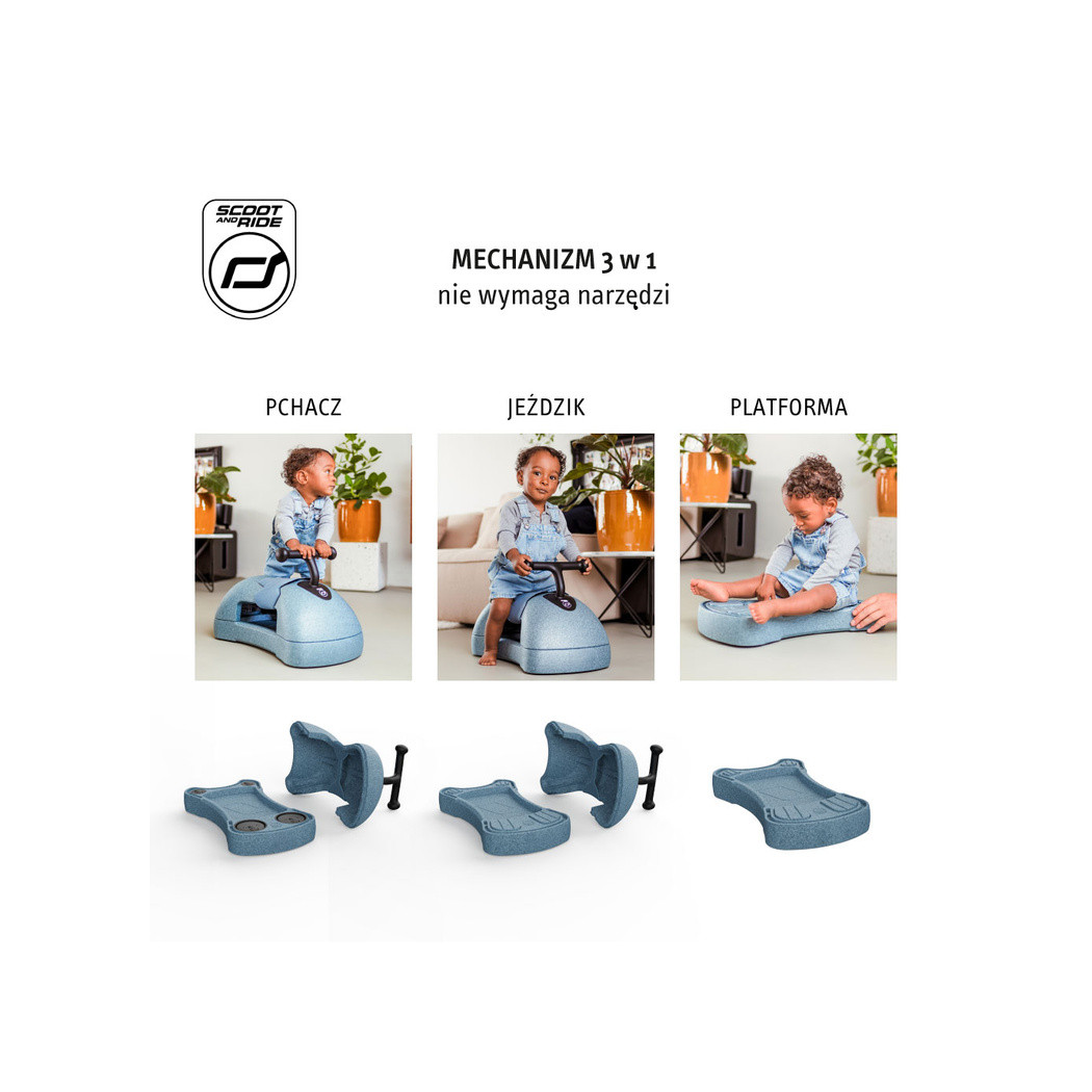 Steel My First - Pchacz Jeździk i Deska na Kółkach - 3w1 - 6m+ - Scootandride