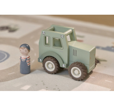 Traktor z Kierowcą - Drewniany Ciągnik z Figurką Rolnikiem - Little Dutch