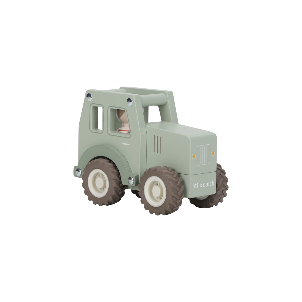 Traktor z Kierowcą - Drewniany Ciągnik z Figurką Rolnikiem - Little Dutch