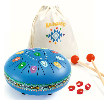 Duży Niebieski Bębenek Językowy - 11 Tonów 20 cm - Stalowy - Animambo Djeco