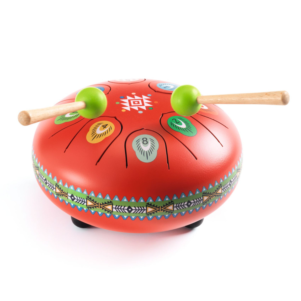 Czerwony Bębenek Językowy - 8 Tonów 15 cm - Stalowy - Animambo Djeco