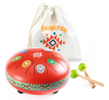 Czerwony Bębenek Językowy - 8 Tonów 15 cm - Stalowy - Animambo Djeco