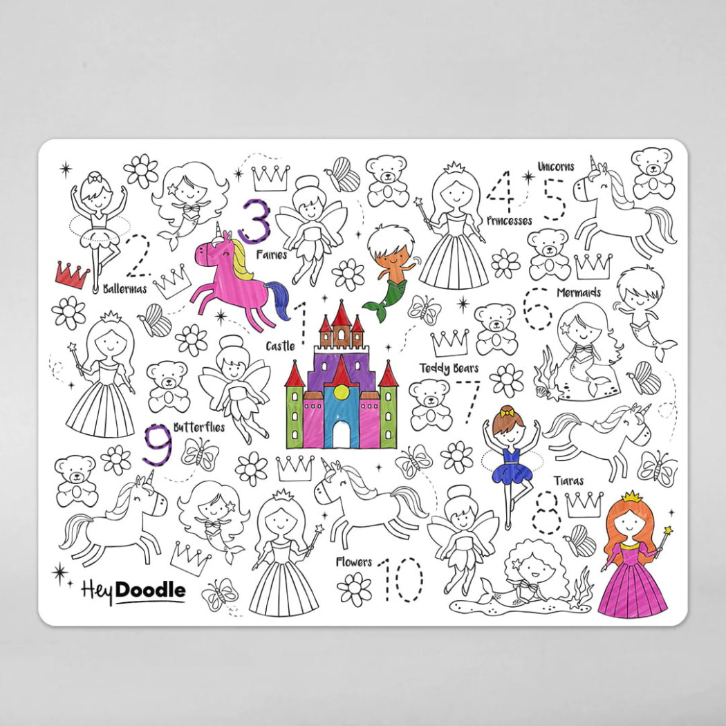 Bajkowe Królestwo - Duża Mata A3 do Wielokrotnego Kolorowania i 9 Pisaków - HeyDoodle