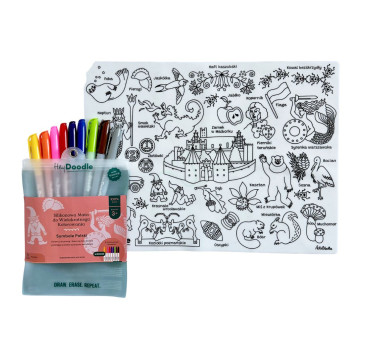Symbole Polski - Duża Mata A3 do Wielokrotnego Kolorowania i 9 Pisaków - HeyDoodle