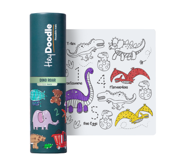 Dinozaury A4 - Mata do Wielokrotnego Kolorowania i 3 Pisaki - HeyDoodle