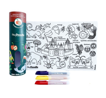 Symbole Polski A4 - Mata do Wielokrotnego Kolorowania i 3 Pisaki - HeyDoodle