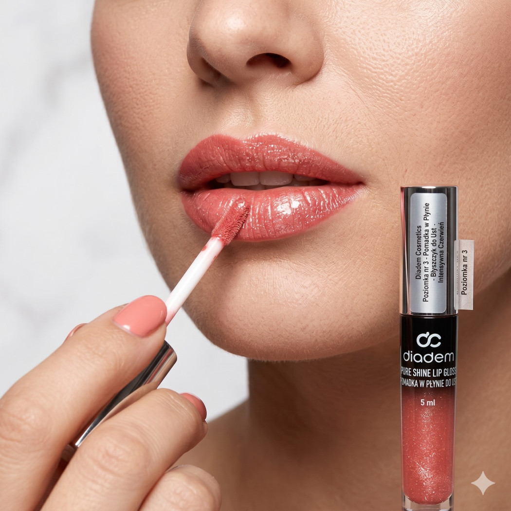 Poziomka nr 3 - Pomadka w Płynie - Błyszczyk do Ust - Intensywna Czerwień - Diadem Cosmetics