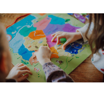Mapa Polski - Układanka Magnetyczna Puzzle - 69 Magnesów Drewniana Tablica - Janod
