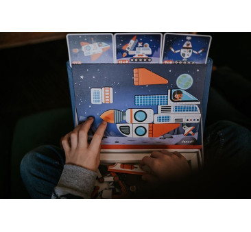 Kosmos - Magnetyczna Układanka Misja na Księżyc - 52 Magnesy - Magnetibook - Janod