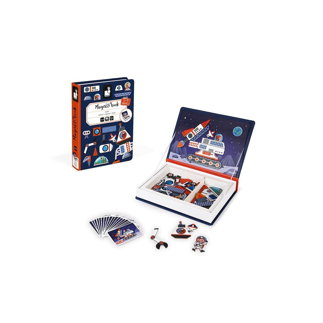 Kosmos - Magnetyczna Układanka Misja na Księżyc - 52 Magnesy - Magnetibook - Janod