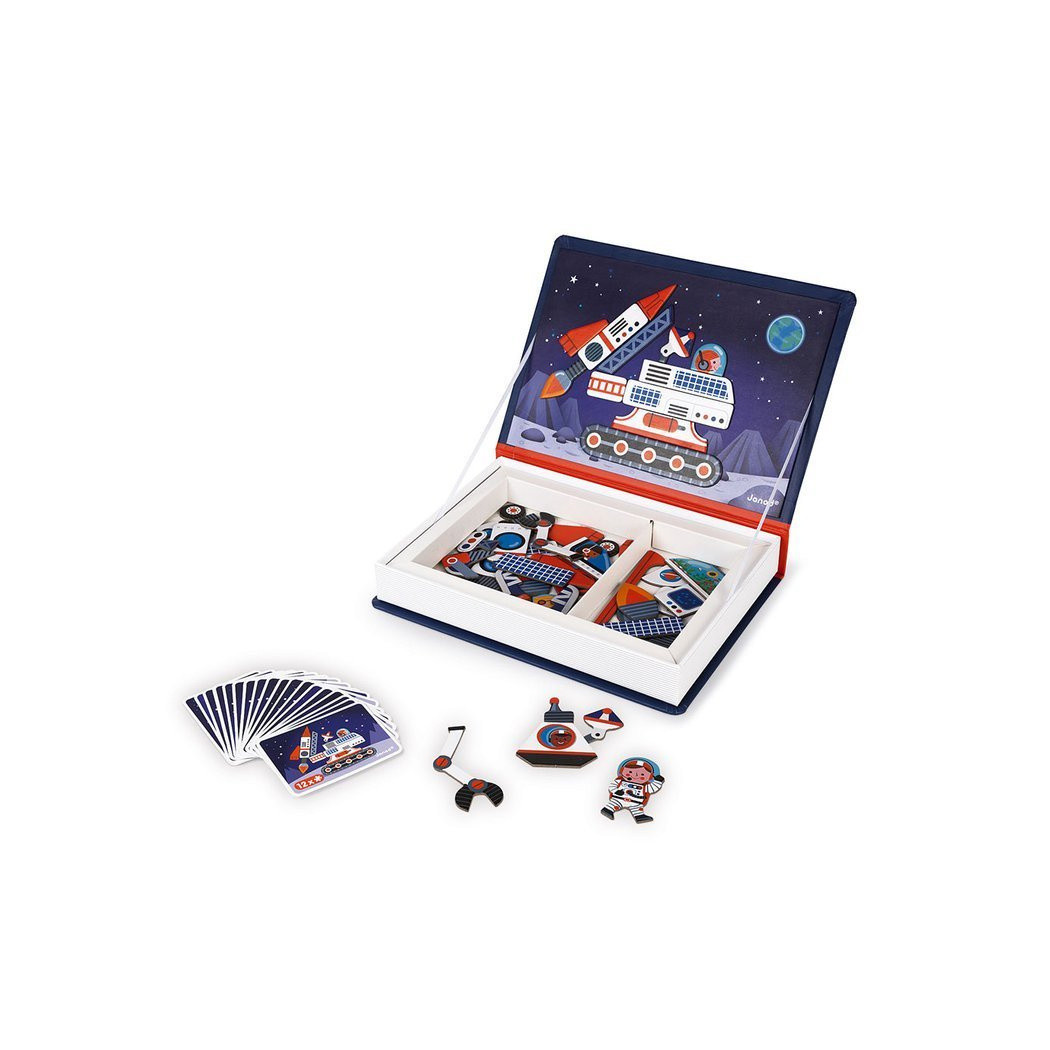 Kosmos - Magnetyczna Układanka Misja na Księżyc - 52 Magnesy - Magnetibook - Janod