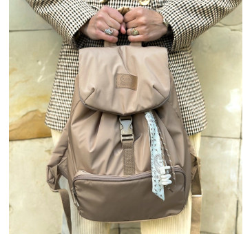 Beżowy Lekki Plecak - Pufiasty Puffer Beige - do Wózka i na co Dzień - La Millou