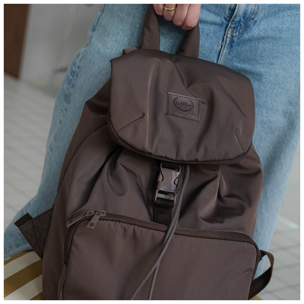 Brązowy Lekki Plecak - Pufiasty Puffer Brown - do Wózka i na co Dzień - La Millou