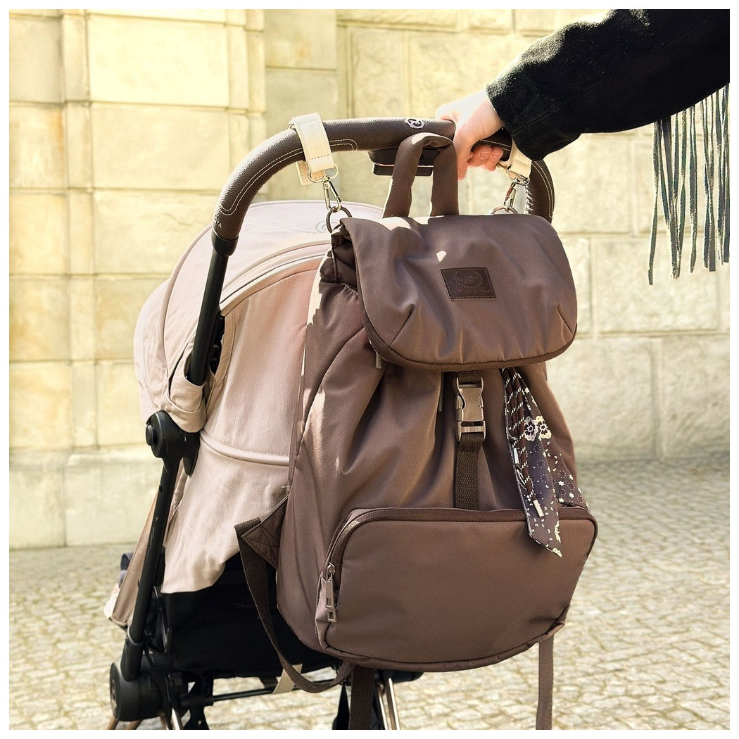 Brązowy Lekki Plecak - Pufiasty Puffer Brown - do Wózka i na co Dzień - La Millou