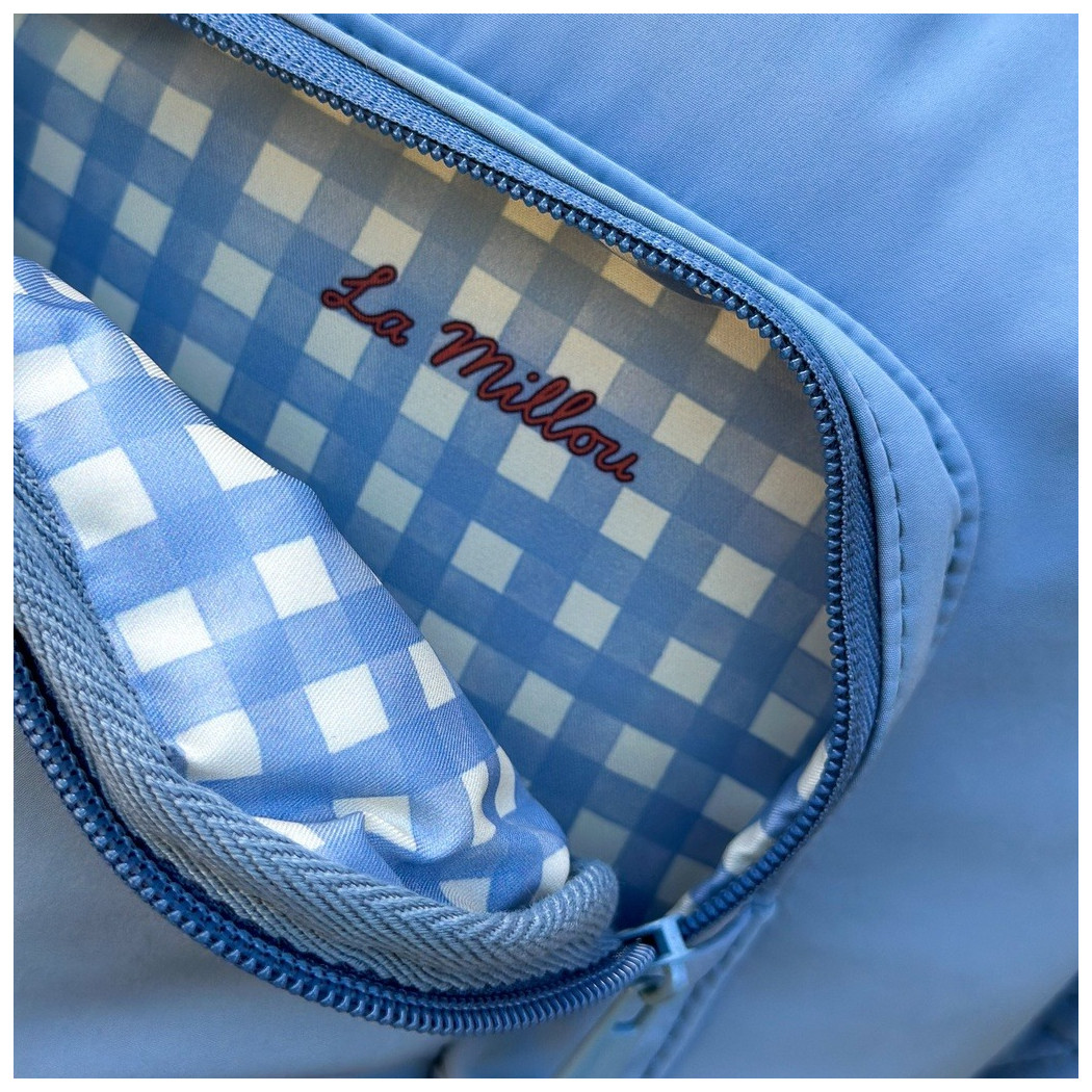 Niebieski Lekki Plecak - Pufiasty Puffer Denim - do Wózka i na co Dzień - La Millou