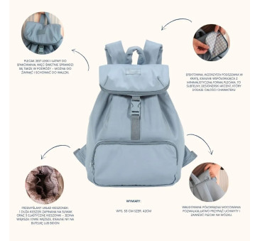 Niebieski Lekki Plecak - Pufiasty Puffer Denim - do Wózka i na co Dzień - La Millou